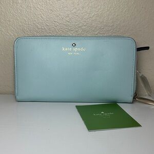 NWT Kate Spade Sky Blue Zip-Around Wallet brand new with tag